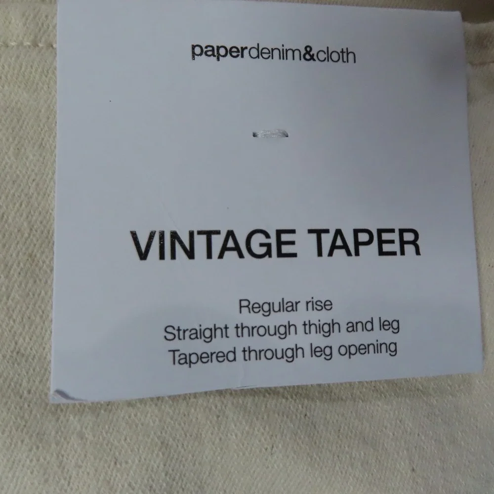 Paper Denim & Cloth Mens 30x30 Vintage Taper Jeans Ivory Straight NEW‎ READ